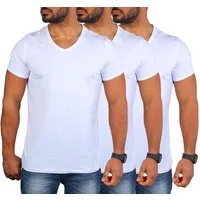 CARISMA T-Shirt Herren Uni Basic tief-breit geschnittener V-Ausschnitt v-neck 4644 V-Ausschnitt unifarben kurzarm slim fit