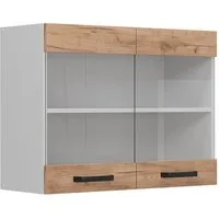 Vicco Glashängeschrank R-Line, Goldkraft Eiche/Weiß, 80 cm (1-St)
