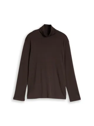 Tom Tailor - Rollkragenshirt mit Logo-Print Dark Chocolate Brown - Gr. - XL