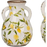 formano Dekovase Vintage Lemon, Höhe: 21cm, Farbe: Weiß, Motiv: Zitronen