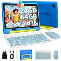 BUFO Kinder Lern-Tablet mit Elternkontrolle 10'' Android 16, 64GB Tablet (10", 64 GB, Android 16, Kids Bumper blau)