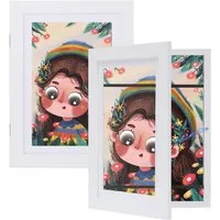 LA CUTE Bilderrahmen zum Basteln 2er Set Kinderbilderrahmen befüllbar Frontöffnung sicher aufbewahren, für 150 Bilder (Befüllbare Fototrahmen für Kinderkunstwerke bis zu Din A4 150 Blatt, 2 St), 2er Set Kinderzeichnungen, befüllbar mit Frontöffnung, 