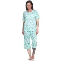EloModa Pyjama Damen Pyjama 2 teiliger Schlafanzug Hausanzug 3/4 Sommer, M L XL 2XL (2 tlg)