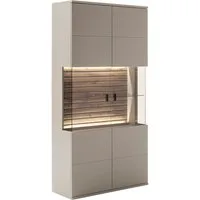 Lomadox Vitrine LIEZEN-05 grau mit Eiche, Glasfront, inkl. Beleuchtung