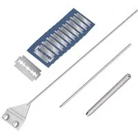 OSTWOLKE Aquariumpflege Algenschaber Aquariumschaber Scheibenreiniger Set Aquarium Zubehör, Abnehmbarer, 65cm, mit 10 Klingen, Edelstahl