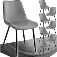 tectake Esszimmerstuhl Küchenstuhl gepolstert, in Samtoptik, 48 x 59 x 82,5 cm (Wohnzimmerstuhl Monroe in grau, 8 St), ergonomische Sitzschale, schwarze Stahlbeine, bodenschonend