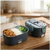 shop'n smile ideoon Elektrische Lunchbox Elektrische Lunchbox 60W 1,5L Warmhaltebox Edelstahl Speisenwärmer, (2-tlg., 1er-Set & 2er-Set), Edelstahlbehälter, Isoliertasche, Besteckset/ in 30 Min. auf 65 °C
