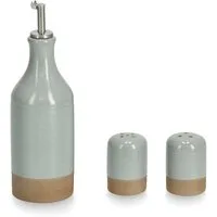 Zeller Present Salz- / Pfefferstreuer, (Set, 3-tlg), Steingut / Edelstahl, Essig-/Ölspender, Gewürzstreuer (2tlg)
