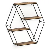 Vicco Bücherregal Fyrk, Eiche rustikal/Schwarz, 52 x 52 cm Eckform, 1-tlg.