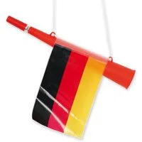 Fries Trillerpfeife Deutschland XXL Fan Tröte 36 cm Horn Blaster mit Fahne EM WM, Tröte mit Fahne