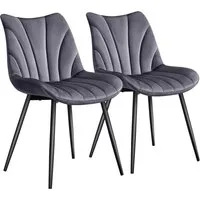 Yaheetech Esszimmerstuhl Gepolsterte Küchenstühle mit Metallbeinen (2 St), 2er-Set Beistellstühle mit Vertikal Gestepptem Design