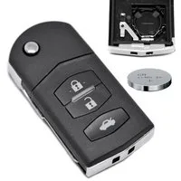 mt-key Auto Klapp Schlüssel Reparatur Gehäuse + Rohling + 1x passende CR1620 Knopfzelle, CR1620 (3 V), für Mazda CX-5 2 3 4 5 6 RX-8 Funk Fernbedienung