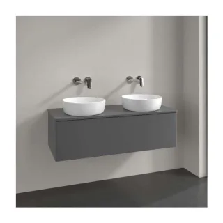 Villeroy und Boch Antao Waschtisch-Unterschrank L35050GK mit Beleuchtung, 1 Auszug, 1200 x 360 x 500 mm, Front ohne Struktur, Anthracite Matt Lacquer / Anthracite Matt Lacquer