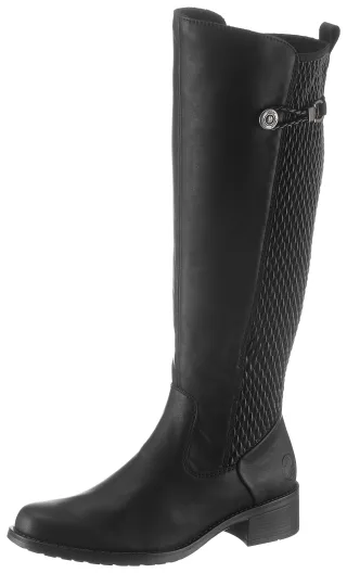 Rieker Stiefel, Langschaftstiefel, Blockabsatz, Stretch, mit Schnallenverzierung
