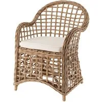 More2Home Rattanstuhl Rattan-Sessel DUSA, grau-washed, mit Kissen