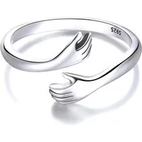 Runde Perlé Silberring verstellbarer Ring "umarmende Hände", Ring Umarmung, 925er Silber, 18K Gold, Roségold