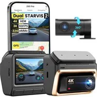 Athlix Z60 Pro 4K Dashcam mit Front- und Rückkamera, Dual-Kamera Dashcam (4K, 4G, 4K 60FPS HDR, Nachtsicht, WLAN, GPS)