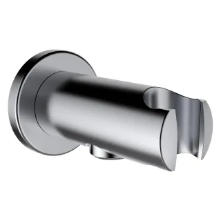 LAUFEN Anschlussbogen twin für Handbrause, mit festem Halter, PVD Edelstahl-Optik, Ausladung 77mm, m HF504778423000