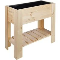 Haushalt International Hochbeet Holz Pflanzkasten Frühbeet Blumenkasten Gemüsebeet Pflanzbeet 62905 (Set, inkl. Folie), mit praktischer Ablage und Folie zur Innenauskleidung