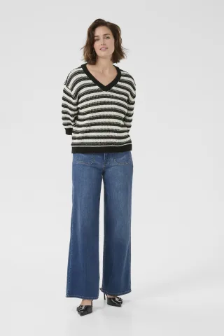Strickpullover Loose fit black offwhite
