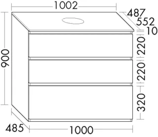 Burgbad Waschtischunterschrank Lin20 Melamin 900x1002x552 Kieselgrau Matt, WXOE100F6798 WXOE100F6798