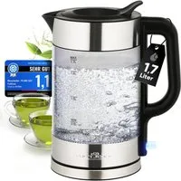 ProfiCook Wasserkocher PC-WKS 1322 G, Wasserkocher Glas, 1,7L, 2200W, BPA frei