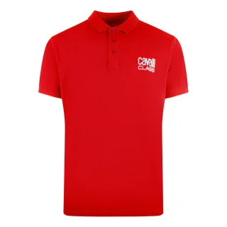 Rotes Poloshirt „Cavalli Class“ mit auffälligem Logo