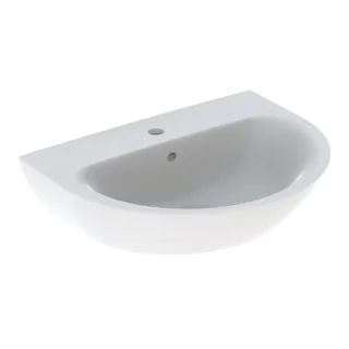 Geberit Renova Waschtisch, 65x50cm mit Hahnloch mittig, m. Überlauf, weiss Tect, 500372018 500372018