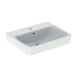 Geberit Renova Plan Waschtisch 501636001 60x48cm, Hahnloch mittig, mit Überlauf, weiß