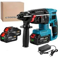 Athlix Akku-Bohrhammer Bürstenlose Akku Schlagbohrer 27MM Plus Elektro-Bohrhammer, max. 1000 U/min, 4.800 Schläge pro Minute, 1.000 U/min, 1 J Schlagenergie