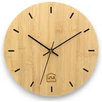 UNUS HOME Wanduhr Wand-Uhr (ohne Tickgeräusche, Bambus-Holz, leise modern analog batteriebetrieben)