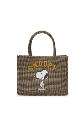 Shopper mit Karomuster und Snoopy-Motiv beige