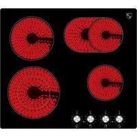 K&H Elektro-Kochfeld K&H® 4 Zonen Glaskeramikkochfeld 59cm Knebel Steuerung Elektro Autark Eingebaut CK-7206K, Einbaufähig und Autark