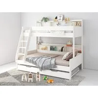 OTTO home Etagenbett Jaime II, Stockbett, viel Stauraum, mit Regalen, Massivholz mit MDF (Oberes Bett 90x200cm, unteres Bett 120x200cm), breite Liegefläche unten, FSC®, Made EU, 3. Schlafgelegenheit optional