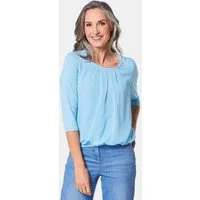 GOLDNER Shirtbluse Chiffon-Shirt mit 3/4-Arm, Rundhals Damen Sommerbluse, Halbarm, Feierlich, weich, Kunstfaser, Chiffon