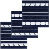 Kracht Geschirrtuch Anker, (Set, 3-tlg., Set), 3er Pack Frottee Küchenhandtücher (3 Stück) ca.50x50cm 100% Baumwolle