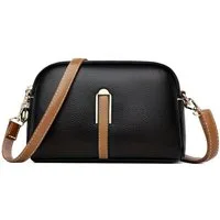 S&T Design Handtasche Kleine Umhängetasche Damen Leder Schultertasche Crossbody Bag, Verstellbare Länge Größe Leder Tasche Frauen Reißverschluss
