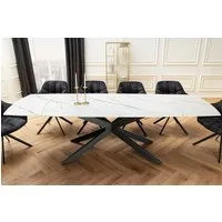 riess-ambiente Esstisch COSMOS 160-240cm weiß/schwarz - Keramik, Metallgestell, ausziehbar (Einzelartikel, 1-St), verlängerbarer Konferenztisch für 12 Personen - ideal für Essbereich