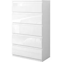 HTI-Living Kommode Kommode Kenji 5 Schubladen Hochglanz Weiß (Stück, 1 St., 1 Kommode), Sideboard