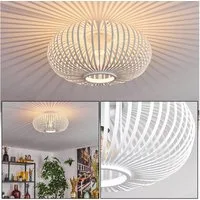 hofstein Deckenleuchte Deckenlampe aus Metall/Bambus in Weiß, ohne Leuchtmittel, Deckenleuchte im modernen Boho-Design mit Lichteffekt, Ø 40 cm, E27