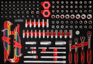 KS Tools 1-4'' + 3-8'' Steckschlüssel-Satz in Schaumstoffeinlage, 156-tlg - 811.0156