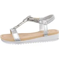 Ital-Design Damen Freizeit Riemchensandalette (86016896) Keilabsatz/Wedge Keilsandaletten in Silber