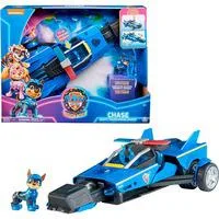 Paw Patrol: Der Mighty Kinofilm, Chases Deluxe Superhelden-Raketenfahrzeug, Spielfahrzeug blau/schwarz, inkl. Chase Figur