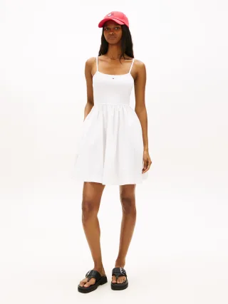 Tommy Jeans (PVH Group) - TJW RIB POPLIN MIX STRAPPY DRESS Ecru - Gr. - L