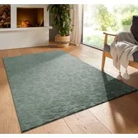 TaraCarpet Teppich TaraCarpet Homestyle 375 Flora, rechteckig, Höhe: 10 mm, Blätteroptik hoch-tief weich waschbar grün 50x80