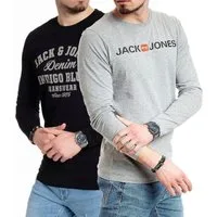 Jack & Jones Langarmshirt (Spar-Set, 2er-Pack) basic Regular Shirt mit Printdruck im 2er Set