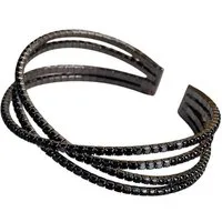 KARMA Armreif Strass Armreif Damen Schwarz (Dehnbar Bequem), Mehrreihiger Statement Look