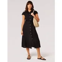 Apricot Midikleid Vintage-Knopfkleid (mit Gürtel) mit Gürtel