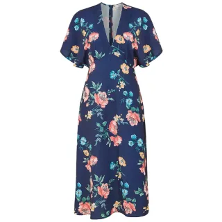Yumi - Wickelkleid für Damen, Kimonoärmel (Marine)