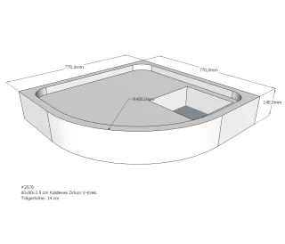 Neuesbad Wannenträger für Kaldewei Zirkon 80x80x3,5 Viertelkreis SD21886